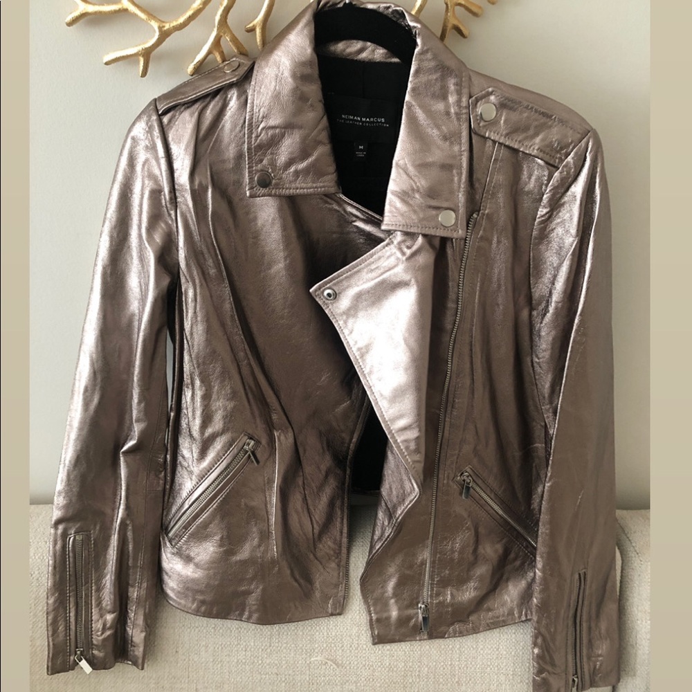 NWT Neiman Marcus Real Metallic Leather Jacket